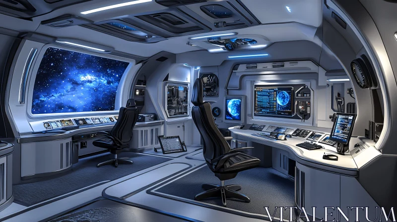 Spaceship Control Room with Cutting-Edge Technology AI Image