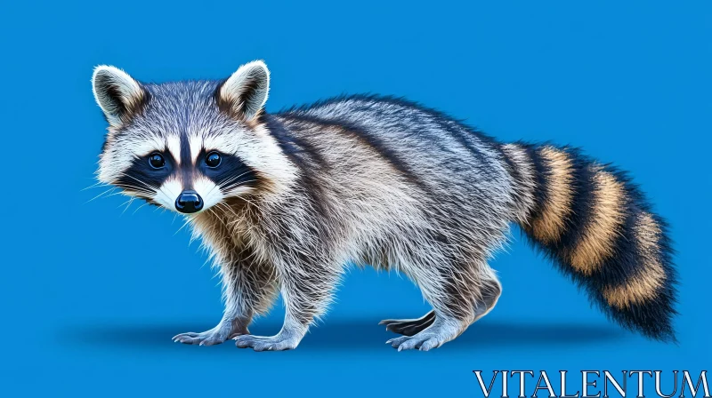 Raccoon Portrait on Blue AI Image