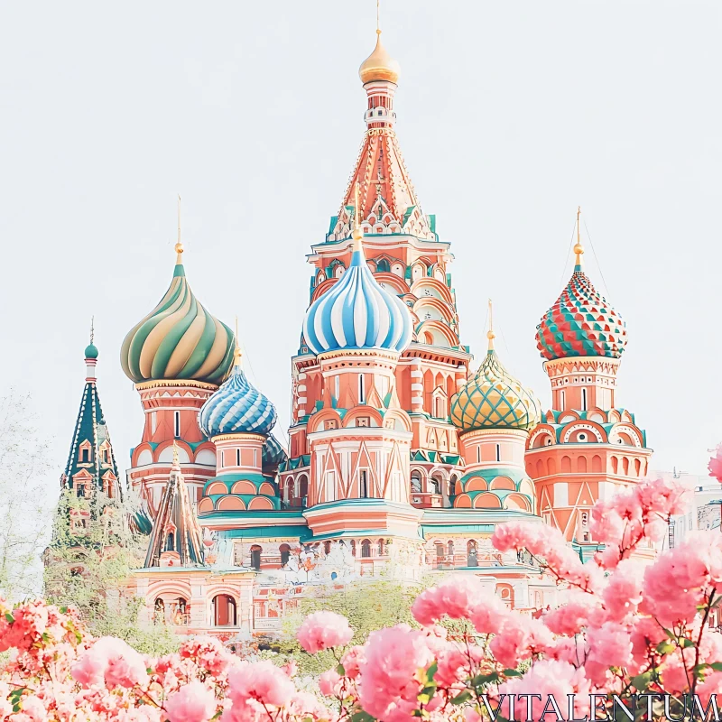 Colorful Domes and Blossoms AI Image