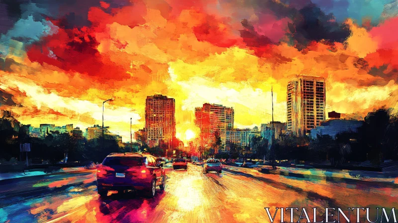 Cityscape During Sunset with Bright Colors