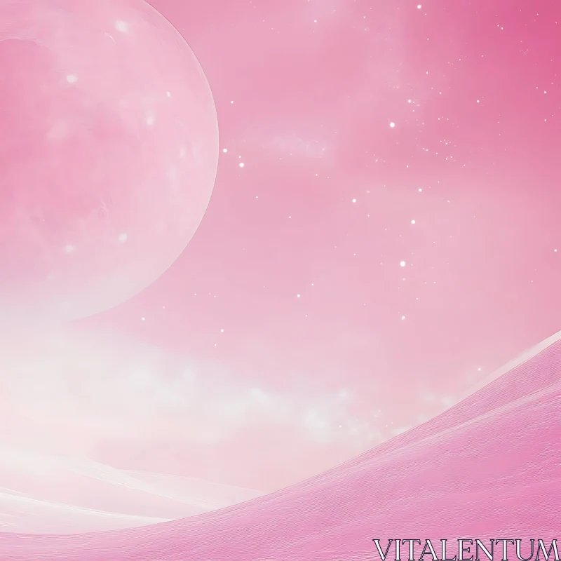 Fantasy Pink World with Dreamlike Terrain