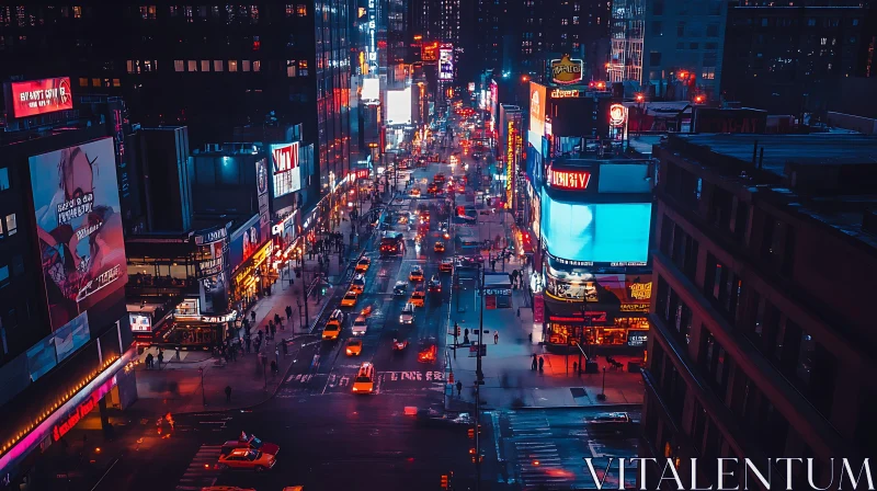 Urban Night Time Scene with Neon Lights