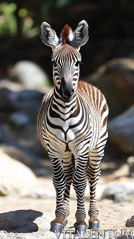 Vibrant Zebra Under Sunlit Landscape