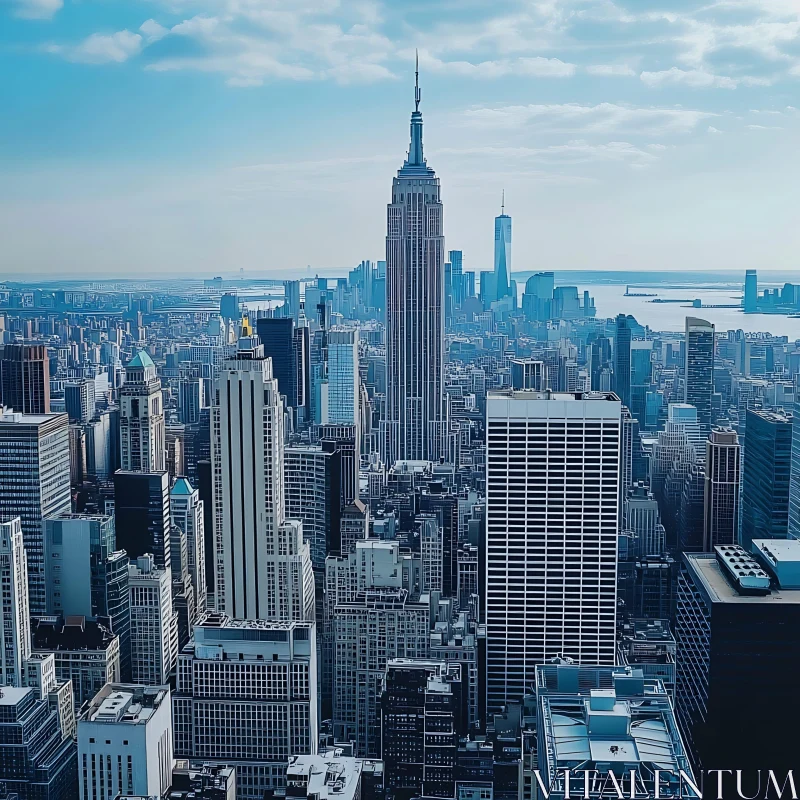 Panoramic Urban Skyline with Towering Skyscrapers