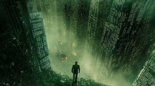 Lone Figure in an Otherworldly City