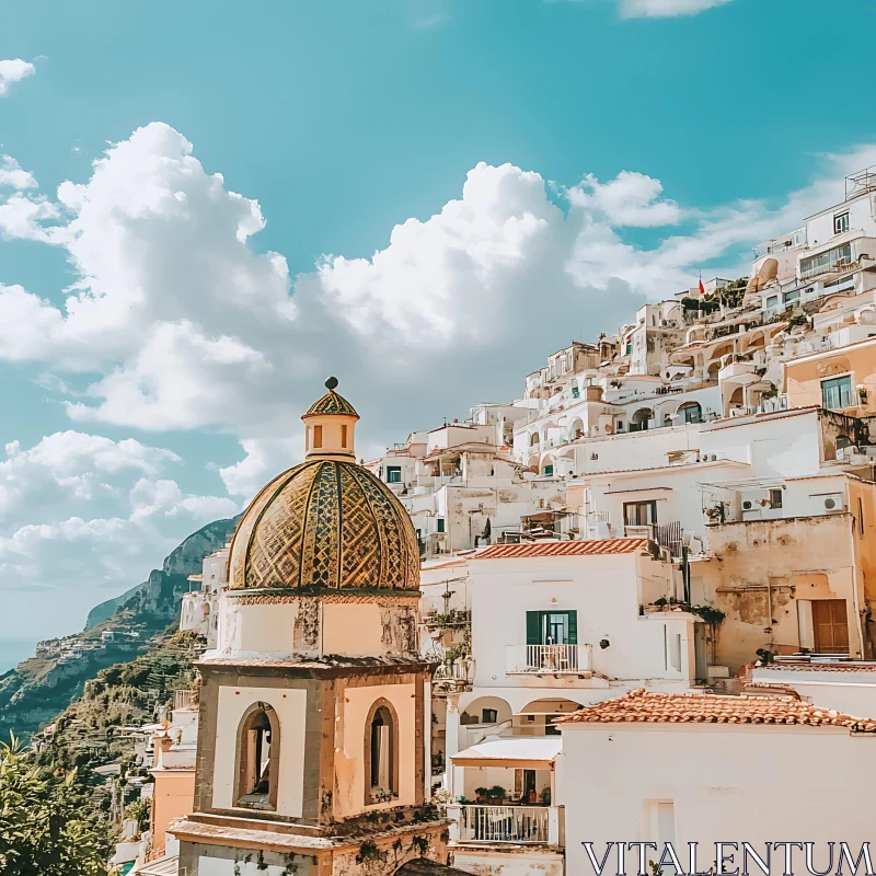 Stunning Positano Church and Mediterranean Landscape