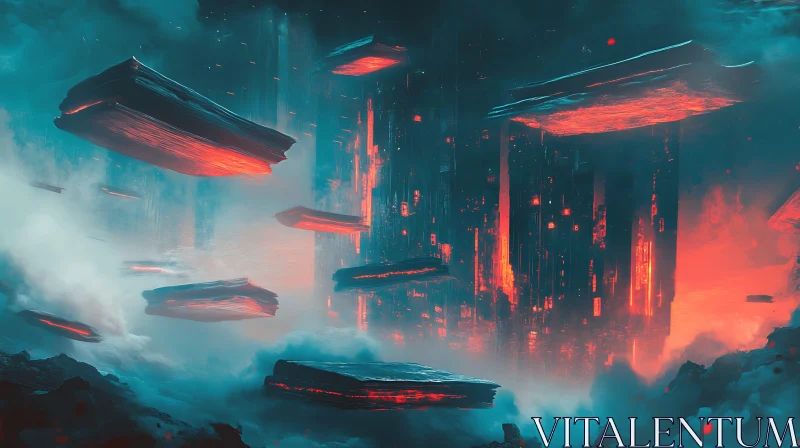 Ethereal Landscape with Glowing Rocks