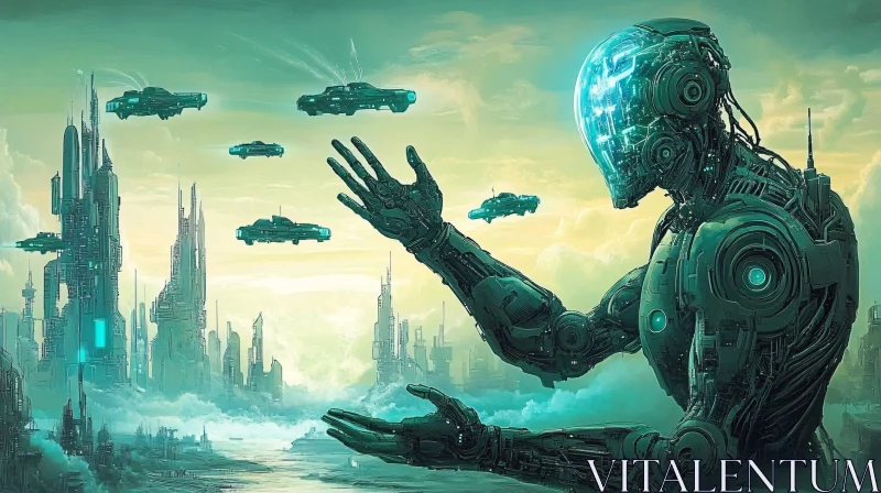 Technological Sentinel in a Sci-Fi City