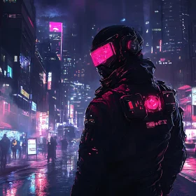 Neon Nights: Futuristic Figure in a Cyberpunk World