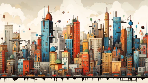 Vibrant and Detailed City Landscape Art