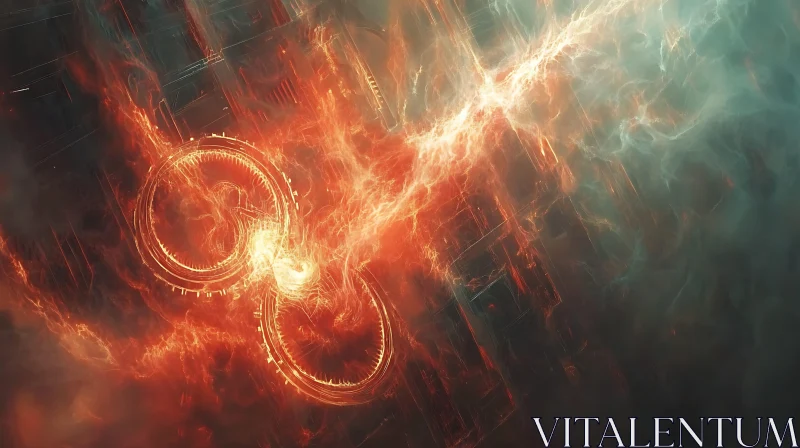 Fiery Glowing Rings Abstract Art