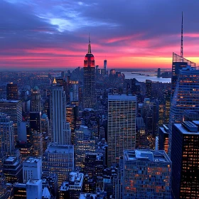Urban Skyline with Vibrant Sunset Colors