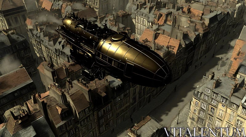 Victorian Steampunk Airship Scene