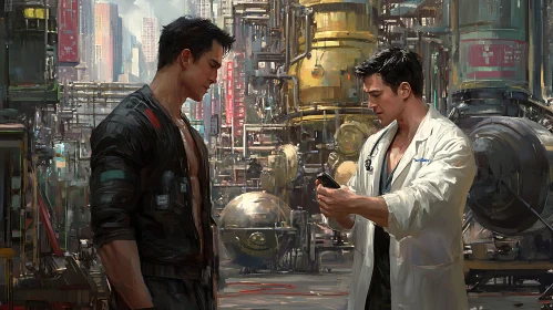 Mechanic and Doctor in a Futuristic City