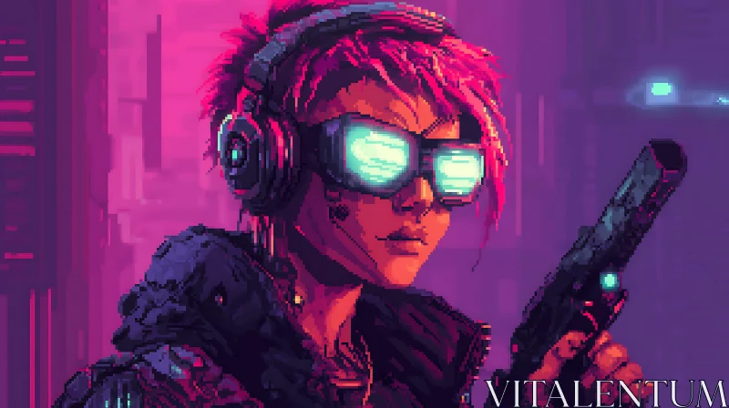 Neon Futuristic Cyberpunk Character with Firearm