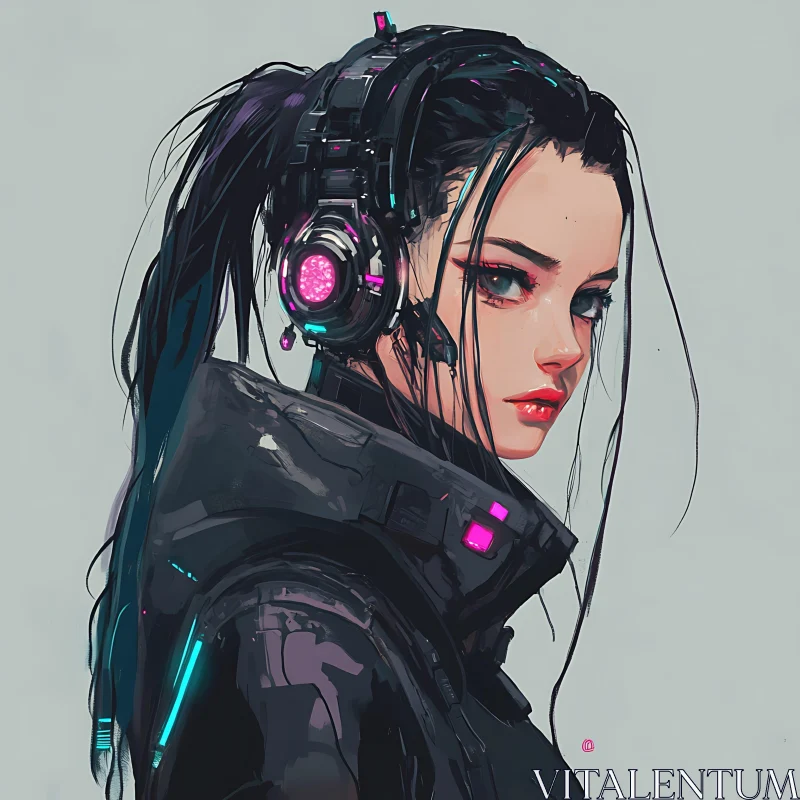 Neon-Lit Cyberpunk Female Character