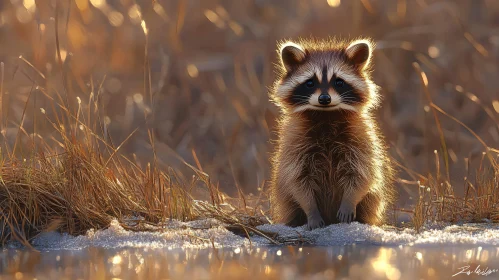 Young Raccoon in Sunset Glow