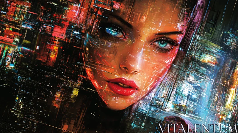 Dreamlike Woman in Futuristic Urban Setting AI Image