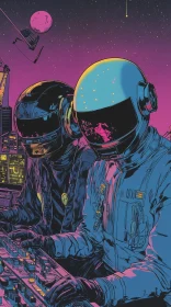 Neon Astronauts at Control Panel