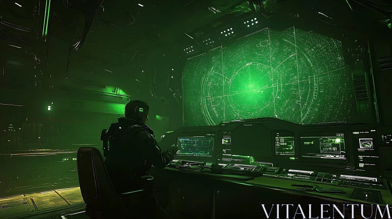 High-Tech Control Room of a Spaceship AI Image