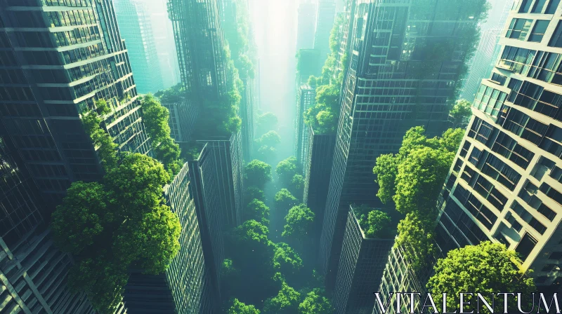 AI ART Urban Jungle with Eco-friendly High-Rises