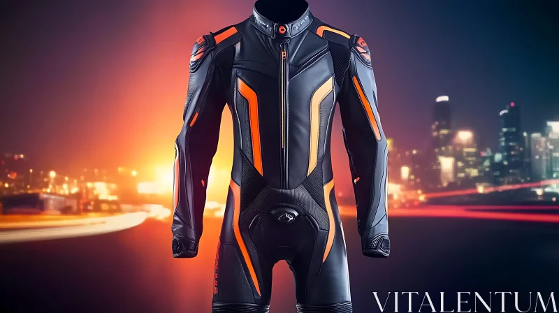 Advanced Urban Suit with City Lights AI Image