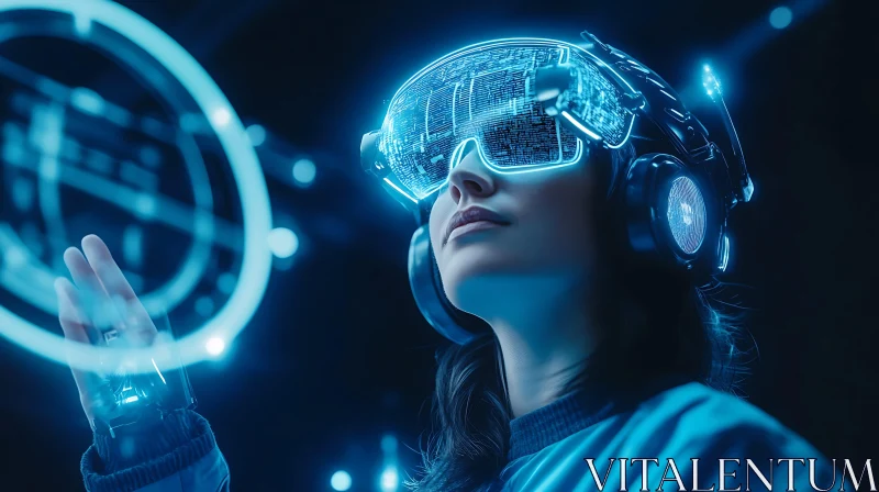 Woman Immersed in VR Technology AI Image