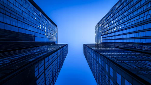 Urban Skyscrapers with Reflective Glass Facades