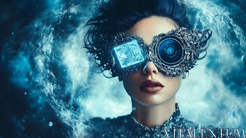 AI ART Futuristic Woman with Advanced Tech Goggles