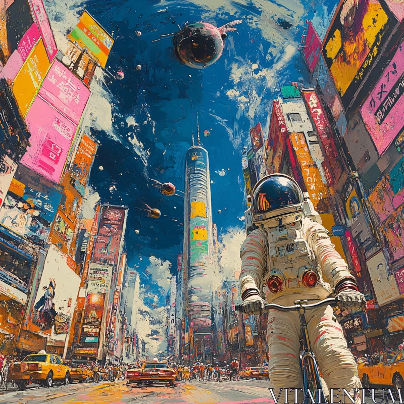 Astronaut in a Future City AI Image