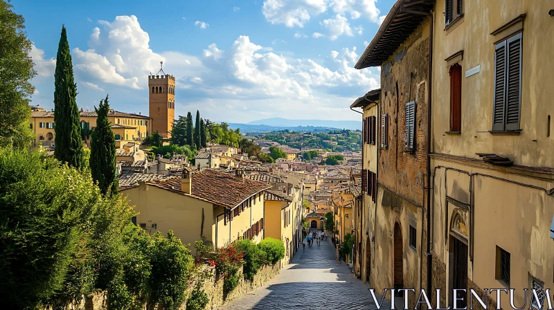 AI ART Italian Village Charm: Streets, Greenery, and Historical Architecture