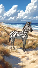 Zebra Strolling by the Sea