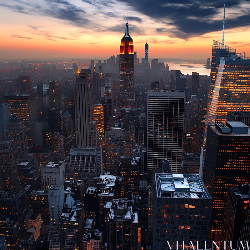 Urban Skyline at Sunset AI Image