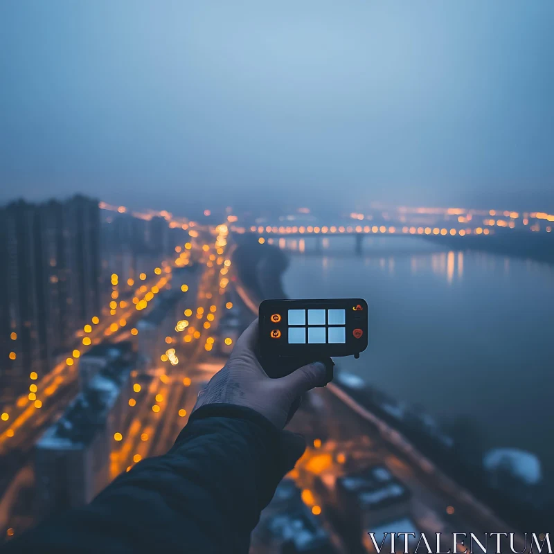 Misty City Night View with Remote Control AI Image