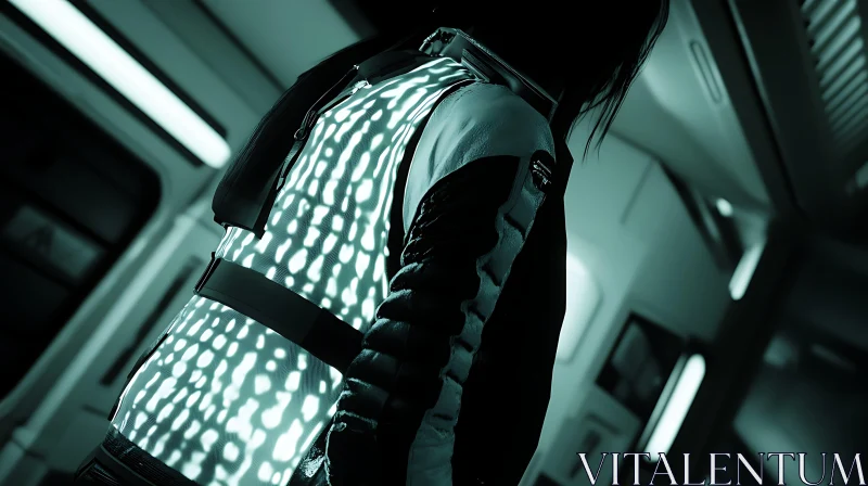 Futuristic Cyberpunk Attire in Advanced Setting AI Image