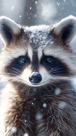 Winter Raccoon in Snow