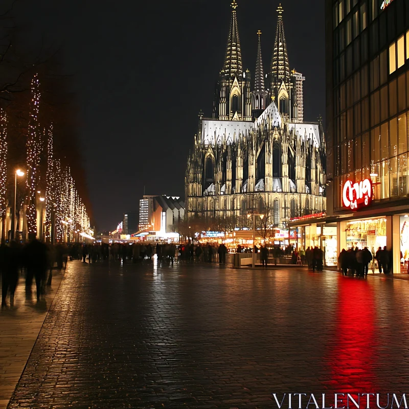 AI ART Nighttime View of a Majestic Cathedral