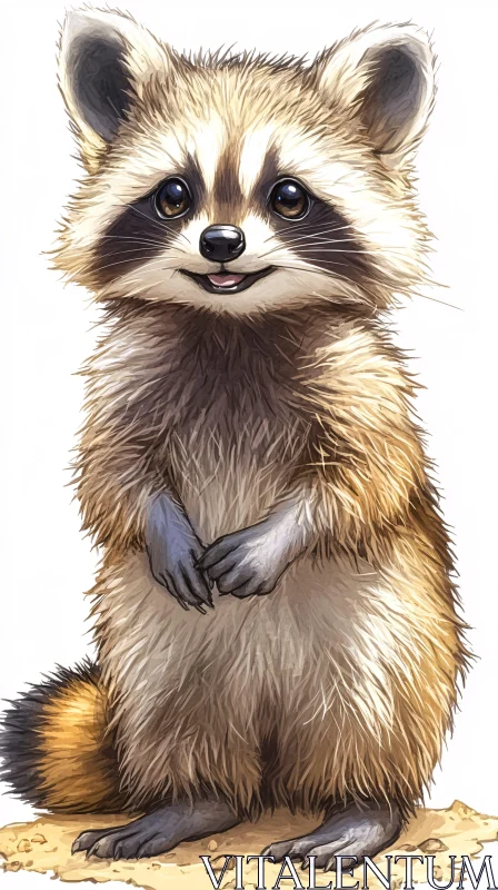 Cute Raccoon Art AI Image