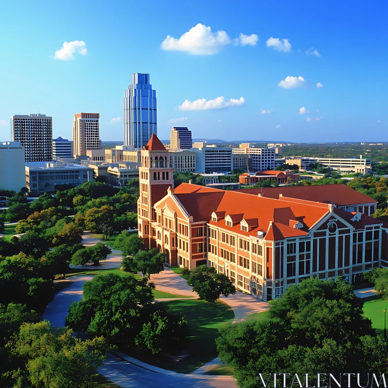 Urban Harmony: Historic Meets Modern in a Lush Cityscape AI Image