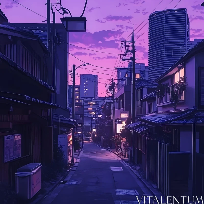 Twilight Urban Alley AI Image