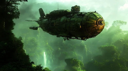 Advanced Spaceship Over Forest