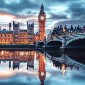 Iconic London Landmark: Big Ben's Majestic Reflection