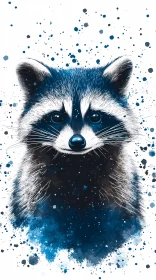 Stylized Raccoon in Blue Hues