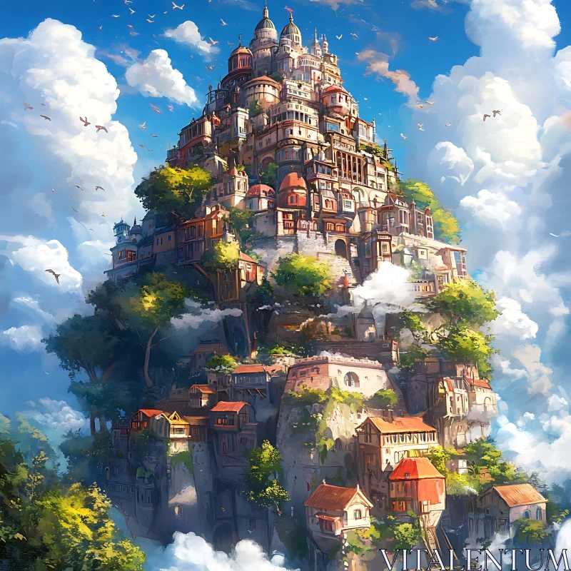 AI ART Majestic Fantasy City Above the Clouds