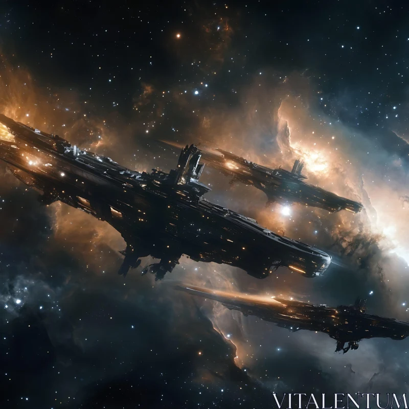 Galactic Fleet of Advanced Spaceships AI Image