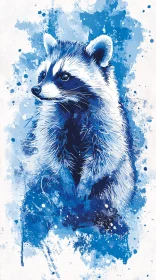 Artistic Blue Raccoon Painting