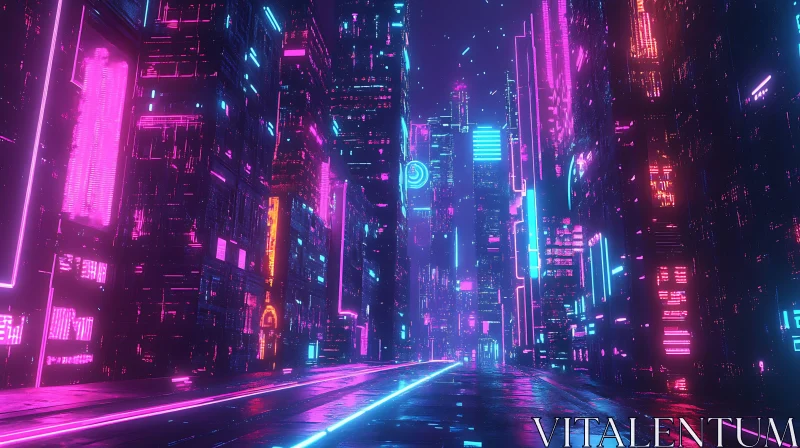 AI ART Neon-Lit Futuristic Urban Scene