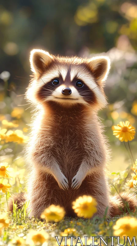 Charming Raccoon in Nature AI Image