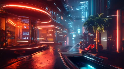 Cyberpunk City with Neon Lights