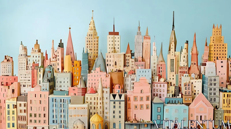 AI ART Charming Pastel Miniature City Architecture